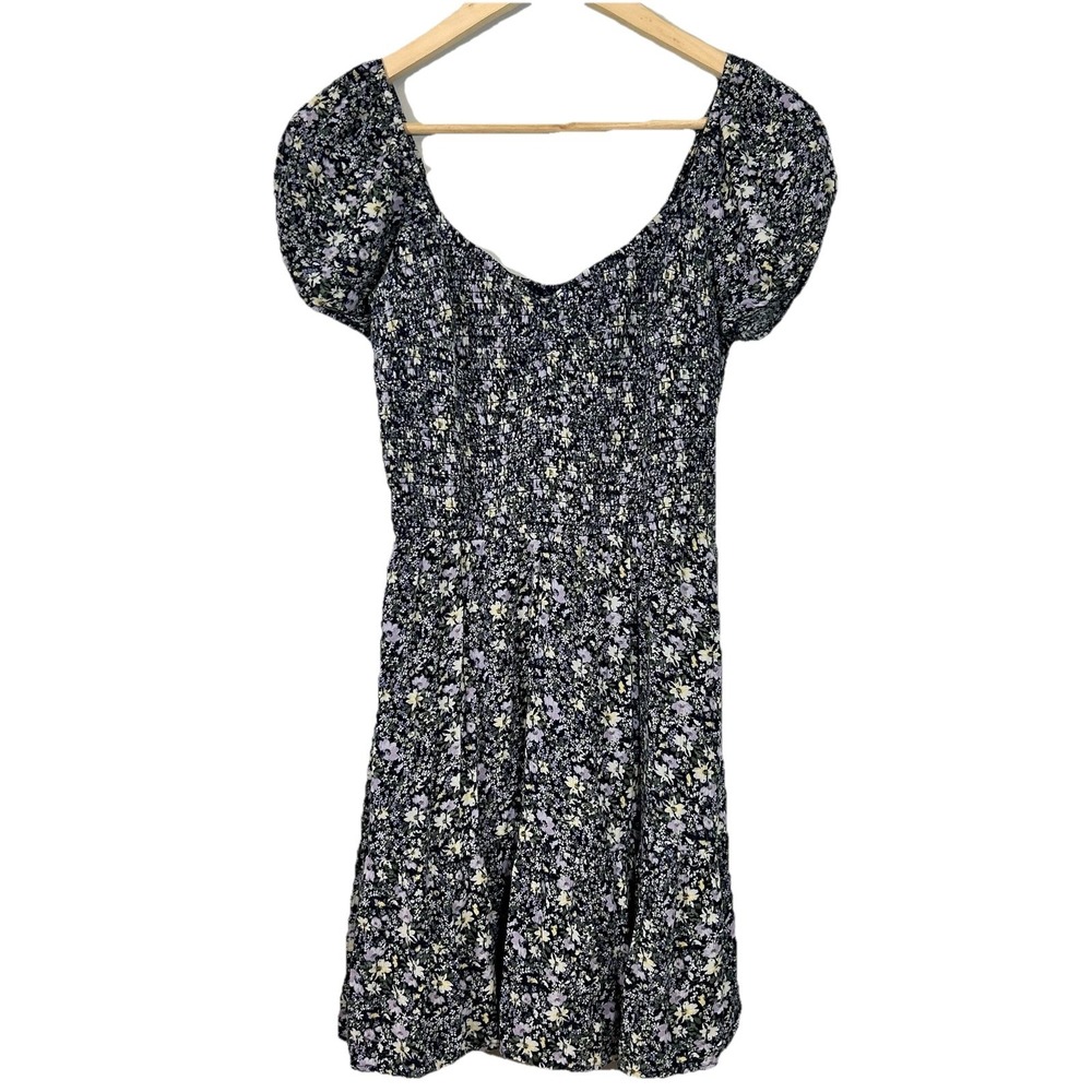Hollister Ditsy Floral Smocked Babydoll Mini Dress M Y2K Coquette Fairy